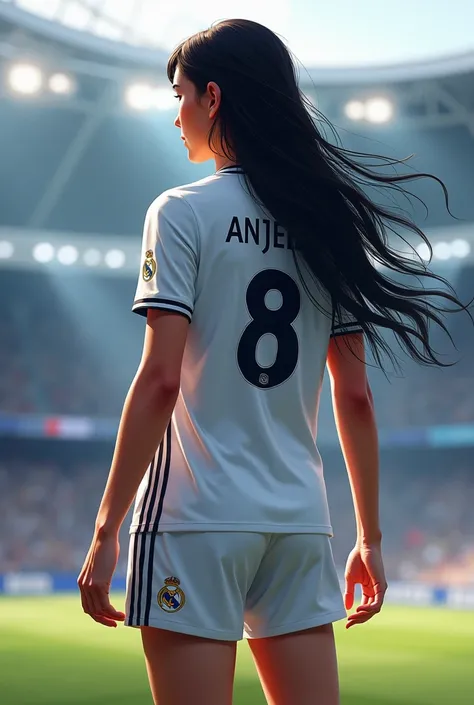  An image of a Real Madrid girl with the number 8 the name Anjelie Animada from behind
