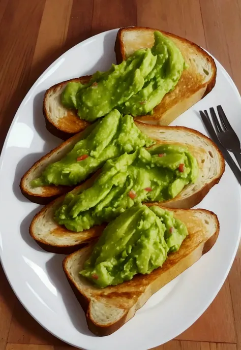 Guacamole toast on a plate 