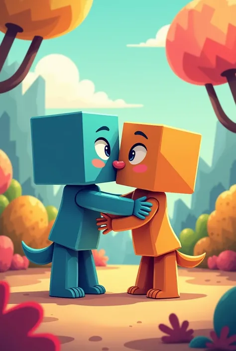 blocky from bfb kissing woody from bfb