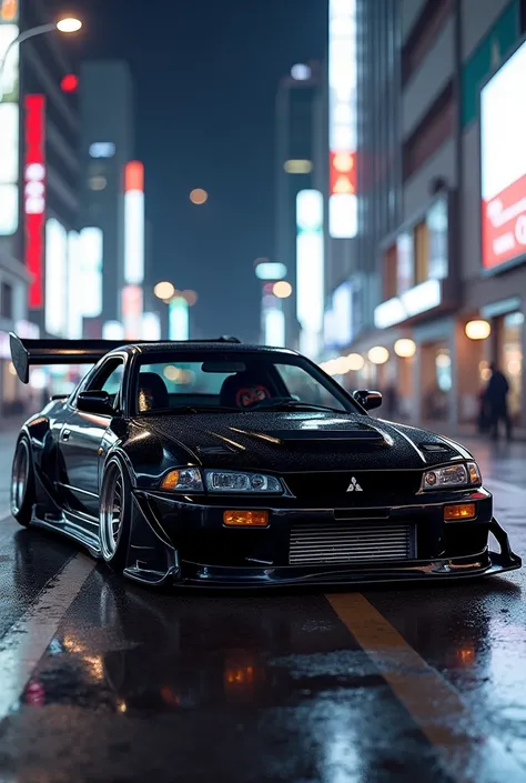 A modified black 1995 Misubishi FTO car 