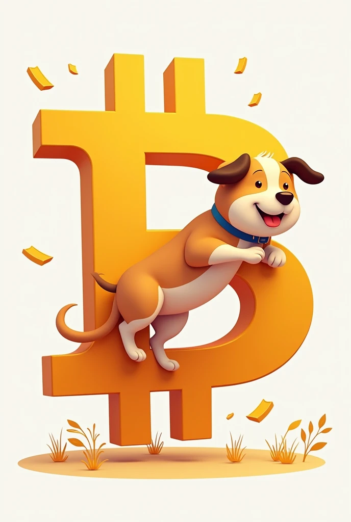 Make chat Group logo with btc symbol holding Dog