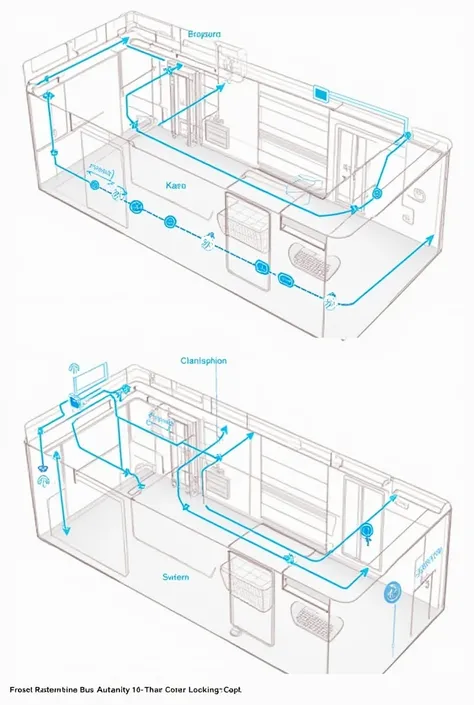 2D schematic of the system which locks the bus door when the passenger count is full by using camera on the celling of the bus 