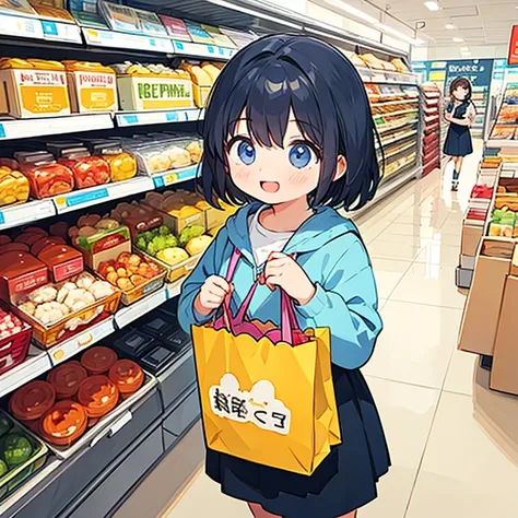 A simple girl is happy with her great shopping