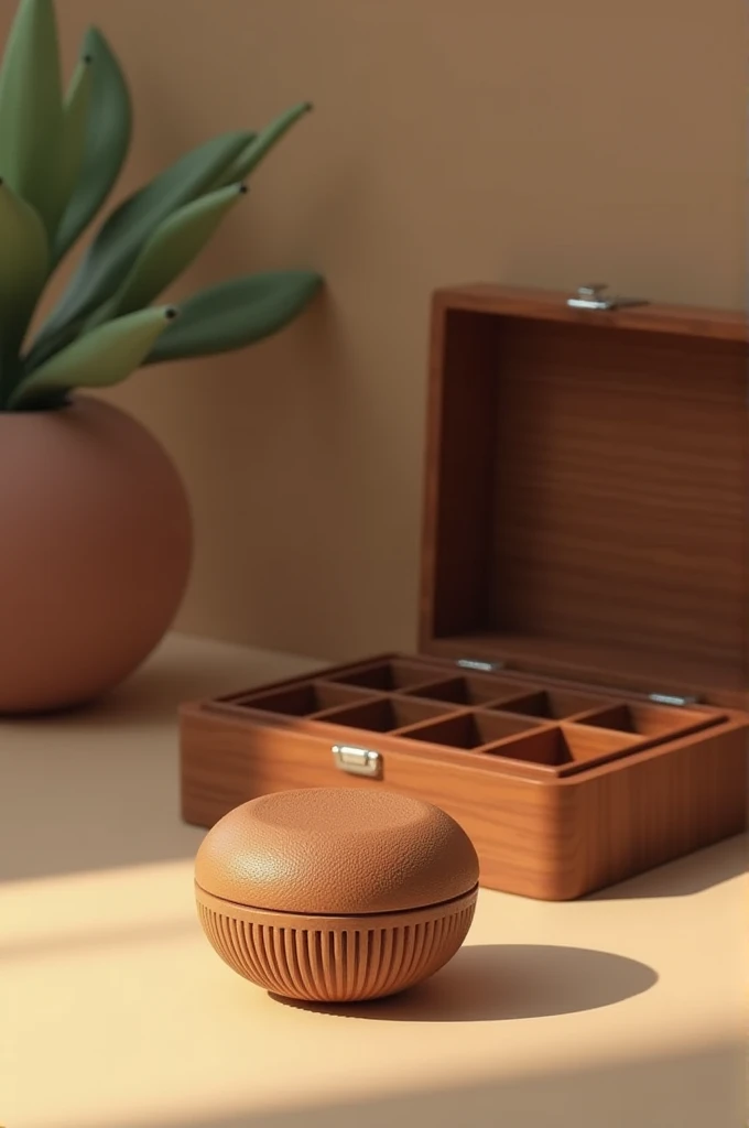 Round comb. Behind the comb is a medicine box with 8 compartments and a lid.