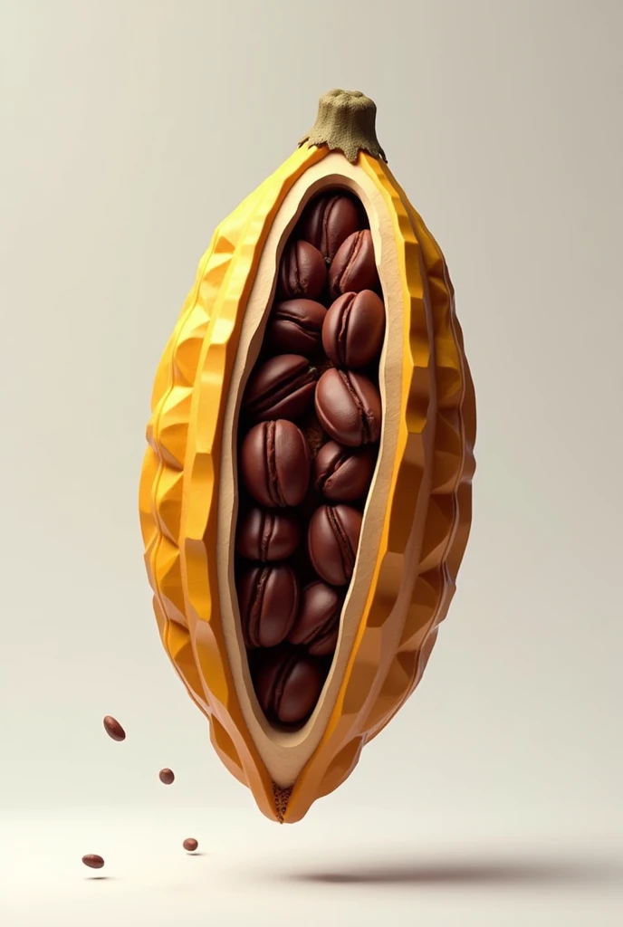 Drawing of geometric cocoa open in half 
