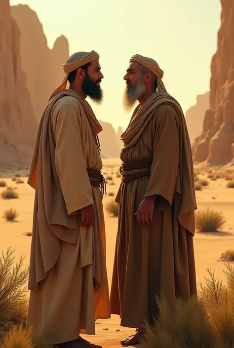  Two Muslim men crying in an ancient desert thousands of years ago