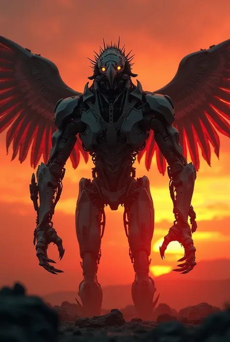 Bird man dangerous cyborg Sunset 