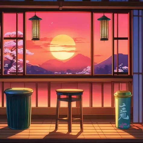 masterpiece, best quality, ultra-detailed, illustration,
sakaba, scenery, table, stool, chair, indoors, poster (object), night, window, cup, lamp, lantern, trash can, light, neon lights, japanese architecture, japan, realistic, photo background, photo (med...