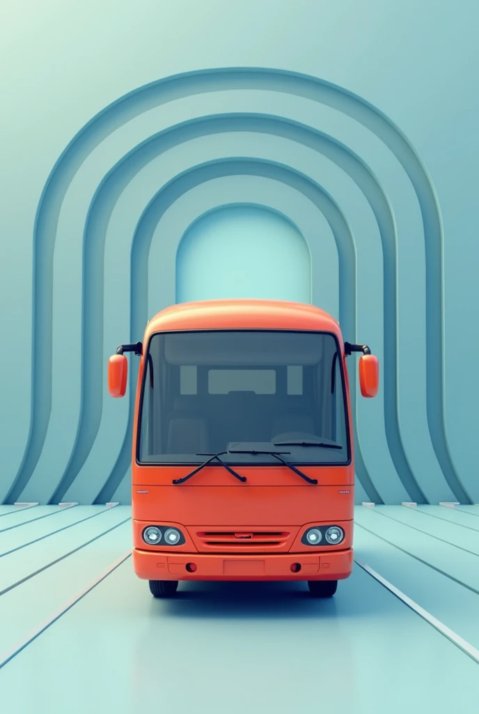 a bus transportation system the color bus  (#ED500A)  you are going to make a colored U (#0B0E14) and a colored U inside (#0B0E14) the colored background (#F8F9FD) The bus should give the impression that it is moving but it should be facing forward. 