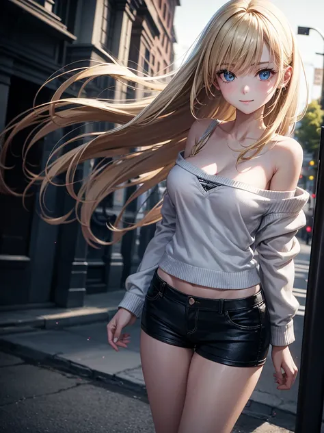 Anime style, super fine illustration, highly detailed, beautiful detailed, pale tone image, static representation, gentle expression, 8k, pretty 1girl with blonde straight short hair & blue eyes & a bright smile & big breasts & soft fair skin is wearing th...