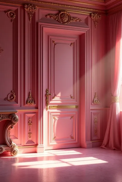 Door side of a rich pink room