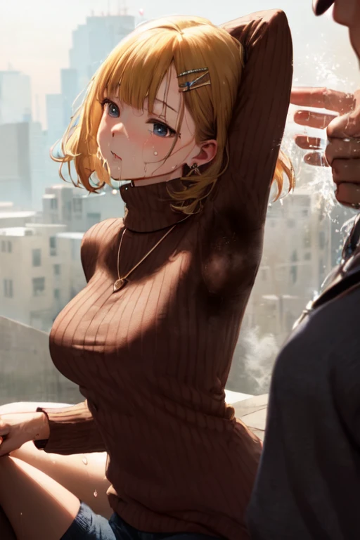 (NSFW)、very cute and beautiful girl,(Very detailed美しい顔), (Highest quality,masterpiece:1.0),Absurd,High resolution,Very detailedな,Very detailed,32K,8k resolution, Intricate details,Movie Scenes,Detailed Background,alone,Dynamic Angle,(blonde、blue eyes、short...