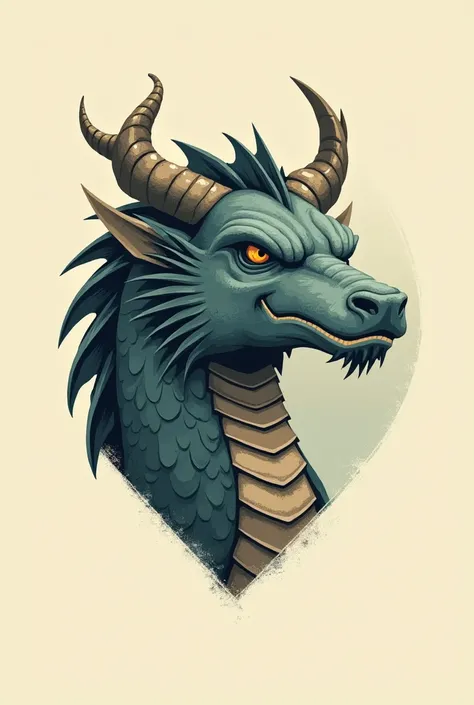 Logo, head dragon, front look, vintage, simple design.