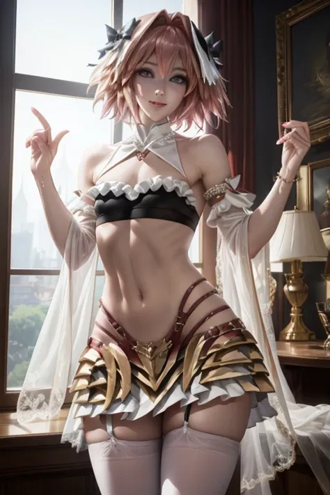 ((masterpiece)), ((best quality)), (detailed), astolfo, beautiful, beautifu and slim perfect body, slim body, really female, sli...