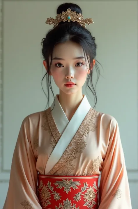 A Asian girl with clothes full body front look
