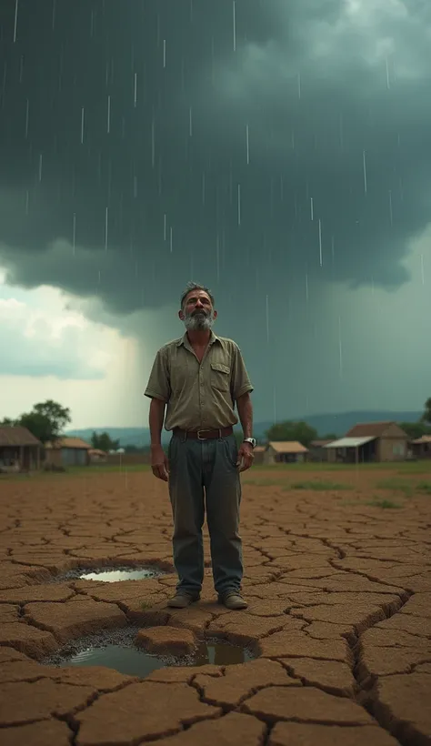  The Sudden Rain:

Dark clouds begin to gather over the village, casting shadows over the once dry and barren field. The first drops of rain start to fall, hitting the dry soil and creating tiny puddles. The farmer, now looking up at the sky with hope in h...