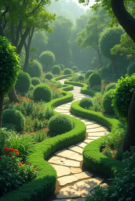 *Lush and Green Garden**: A well-maintained garden with vibrant, healthy plants and neatly trimmed bushes, reflecting the result of the servant’s hard work.
