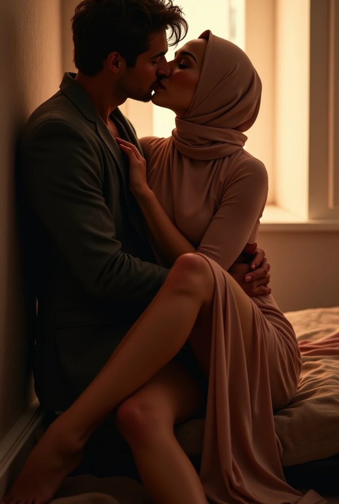 Hijab hot legs and feet kiss man