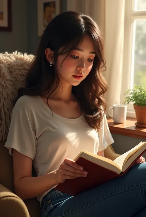 a cut girl is reading a book.