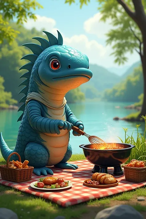 Riverbank　picnic　Coelacanth having a barbecue