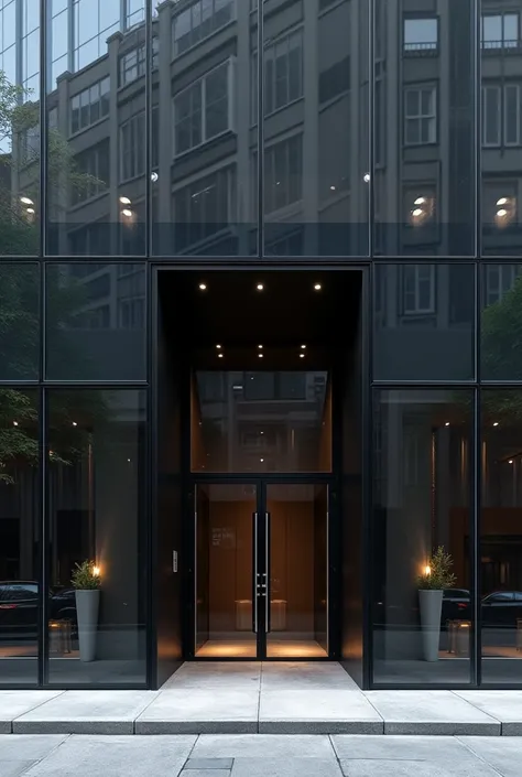 modern store facade with dark glass