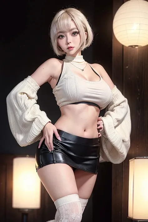 Blonde Short Hair(((Shiny blonde hair　Beautiful blonde　Japanese 20 year old girl　Gal　Galメイク　A slightly embarrassed look)))
Big eyes((Black eyeshadow　Long eyelashes　Pink Lips))Sunburned skin(((Brown skin　Big Tits　Very large breasts　Sunburned skin)))　(((Beig...