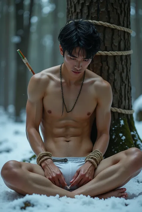 Arrow in testicle, bleeding、Writhing in agony and crying、Boy touching his penis with his hand、Slim and toned body、An idol-like boy、Johnny&#39;s handsome guy、Sitting with legs wide open、Touch your crotch with both hands、Tight white bikini、Bulging crotch、Fun...