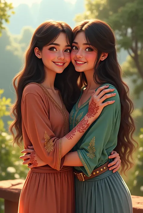 2 beautiful and cute pakistan besties girls posing with each other..now give some another pose 