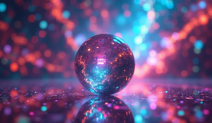 Psychedelic light, space and mirror ball, Seven-color light background