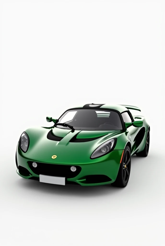 A lotus elise painted metallic british racing green, white background