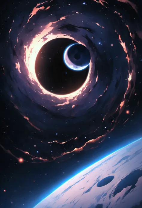 Moon, space, black hole