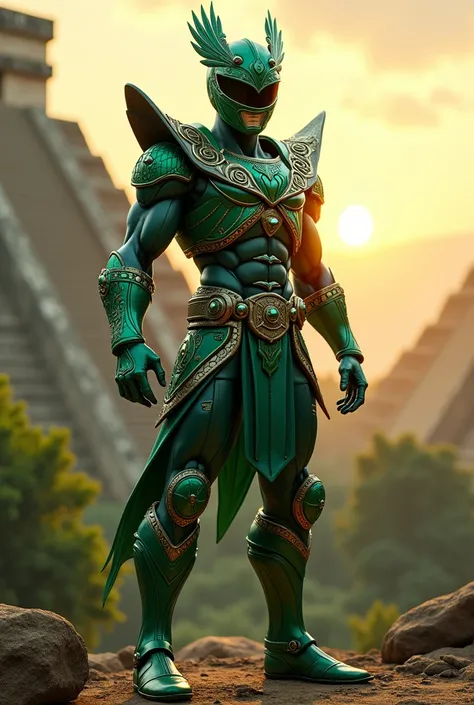 Green Power Ranger inspired by an Aztec warrior