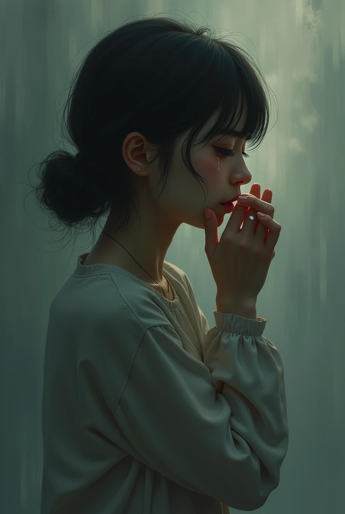 A girl crying in memory of her lover 