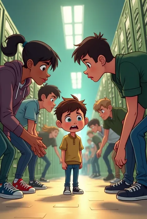 The younger boy that is being bullied at school, animation