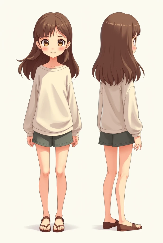 (Masterpiece, best quality), detailed, 1girl, ((character concept art)), ((character design sheet, same character, front, side, back)), many items, ( young chibi girl, brown hair, simple outfit)