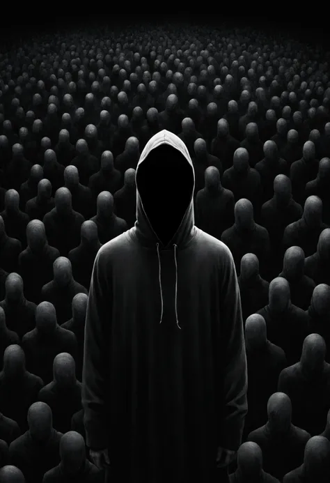 A man stood in front of a group of people, The art of math by jeonseok lee, unsplash contest winner, The art of math, Faceless Man像, Faceless Man, Alessio Albi, Abstract Surrealism, Faceless Man dark, Unsettling horror limbo, Fractal human body outline, Ho...