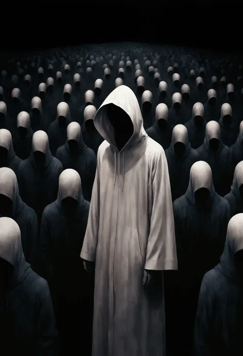 A man stood in front of a group of people, The art of math by jeonseok lee, unsplash contest winner, The art of math, Faceless Man像, Faceless Man, Alessio Albi, Abstract Surrealism, Faceless Man dark, Unsettling horror limbo, Fractal human body outline, Ho...