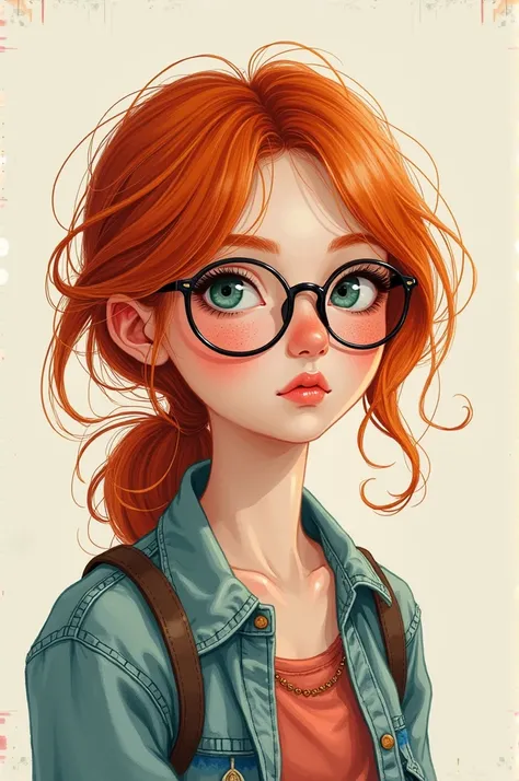 Teenager, seventeen, girl, drawn, redhead, freckles, hipster