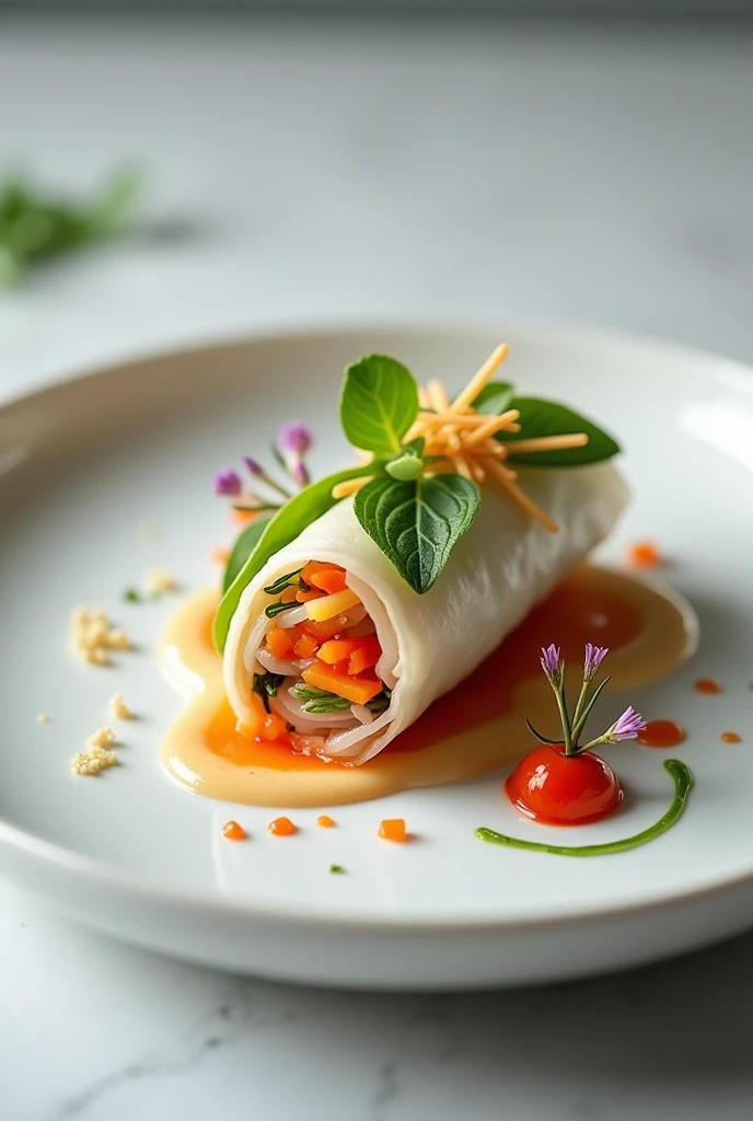 Vietnam spring roll with very very beautiful plating and luxury