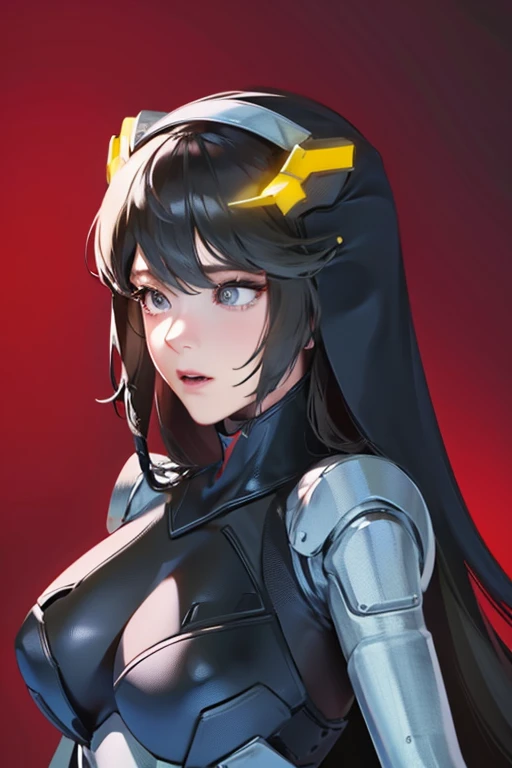 (masterpiece),(Highest quality),(Super detailed),(Best illustrations),(Best Shadow),(Absurd),(Detailed Background),(so beautiful), 16K, 8K, 4K,(Best Shadow),empty eyes,robotization,woman ,big bust,Robot Joint ,Metal skin,Black Suit,long hair,a black suit t...