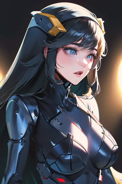 (masterpiece),(Highest quality),(Super detailed),(Best illustrations),(Best Shadow),(Absurd),(Detailed Background),(so beautiful), 16K, 8K, 4K,(Best Shadow),empty eyes,robotization,woman ,big bust,Robot Joint ,Metal skin,Black Suit,long hair,a black suit t...