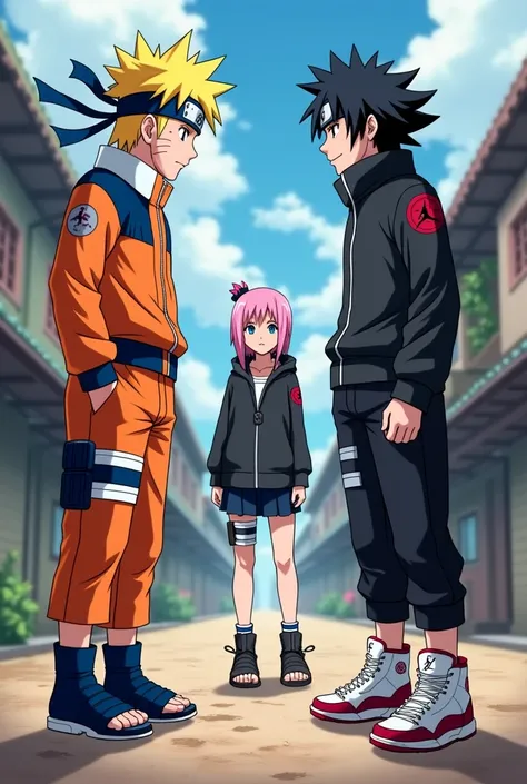 Naruto, Sasuke, Sakura wearing jordan shoes