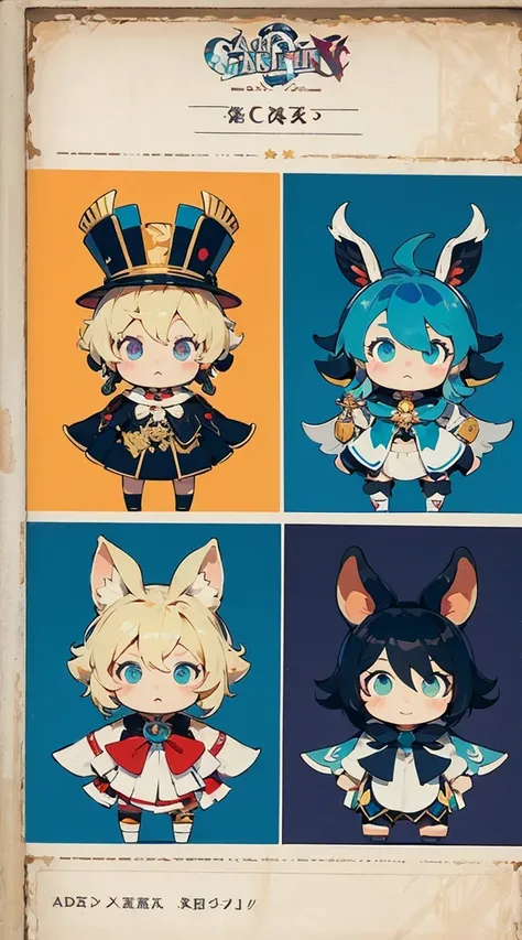 add_detail:1, add_detail:0, add_detail:0.5, blonde short hair, big ears back of a white cap with jelly patterns, Kachina, genshin, mora details. blue-cyan eyes. short tail. cute mouth.