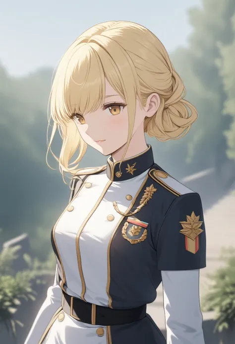 Beautiful blonde girl in uniform