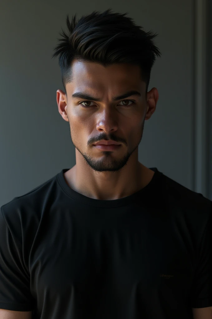 black hair, modern mid 20sn man, masculine face, straight focus, black shirt, perfect composition, beautiful detailed intricate insanely detailed octane render trending on artstation, 8 k artistic photography, photorealistic concept art, soft natural volum...