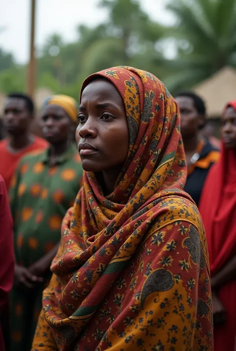 A young muslim lady crying at the funeral of her baby (uganda style ) 