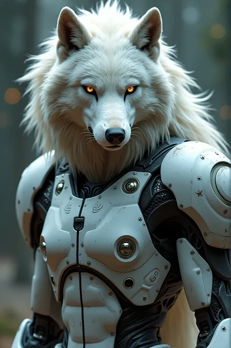 Body, Portrait of a cybernetic white werewolf in power armor, surreal, conceptual art, intricate details, bizarre, highly detailed, photorealistic rendering, octane number, 8 K, unreal engine. art by artgerm and greg rutkowski and alphonse mucha, portrait ...