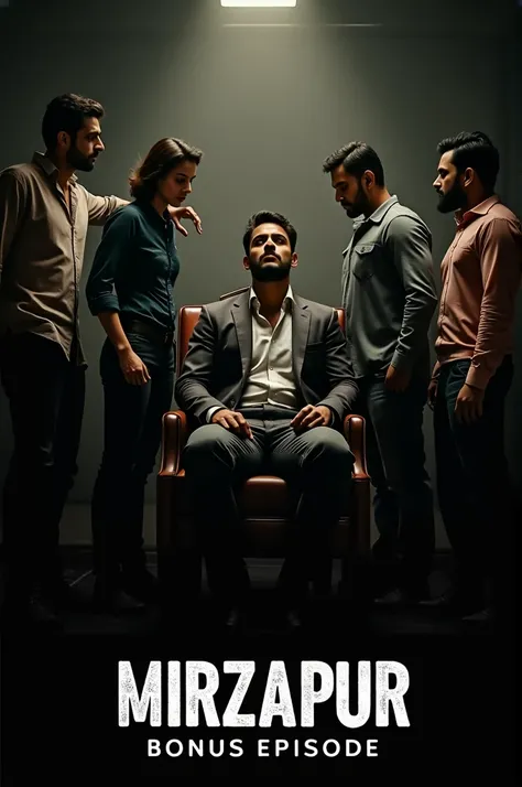 
The image appears to be a promotional poster for a bonus episode of the TV series "Mirzapur" on Amazon Prime Video. It features characters in a dramatic pose, with one of them sitting on a chair, suggesting a powerful or intense moment. The text reads "MI...