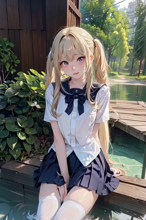 ((Highest quality)), ((masterpiece)), (detailed),Perfect Anatomy. Natural light,At the lake in the forest 1.9,Woman outdoors in a lake,Steam 1.5,A very cute woman with a baby face and an ahegao face,Woman with long black hair,((Highest quality, 8k, masterp...