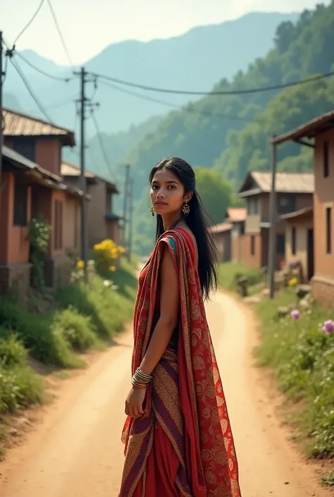 A Nepali girls age between 18 background in nepali road 